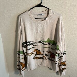 Daydreamer Beige Horse Print Pullover